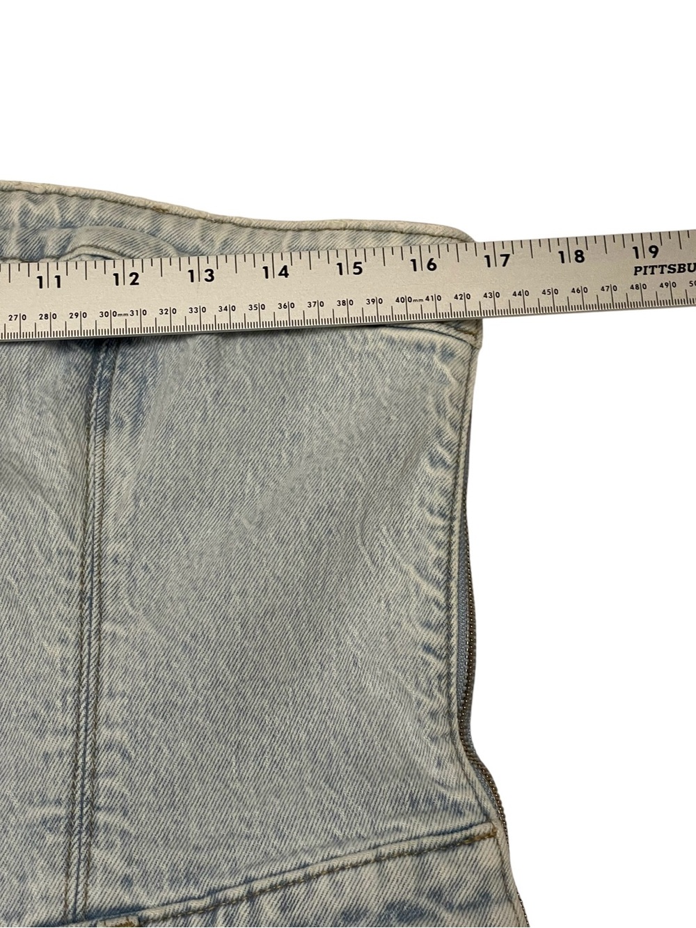 Abercrombie & Fitch Light Blue 90s Y2K Denim Jumpsuit Wide Leg Large Petite Fit - Picture 3 of 12